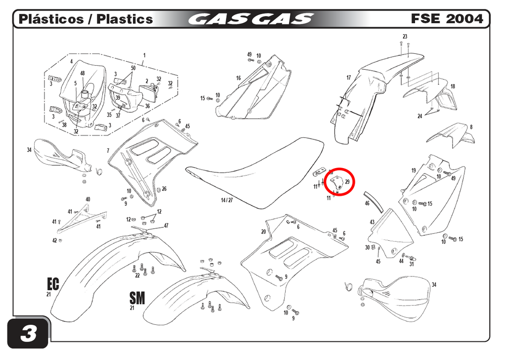 Gas Gas FSE Left Side ,Seat Support Bracket, Genuine NOS BFS400310020