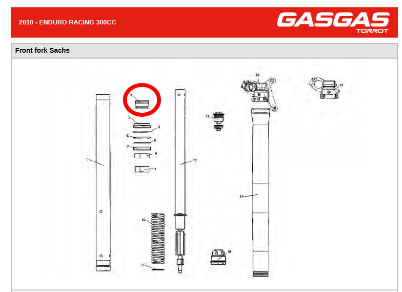 Gas Gas EC ,Sachs Fork Bush, and O-Ring set Genuine NOS 000RIC50628