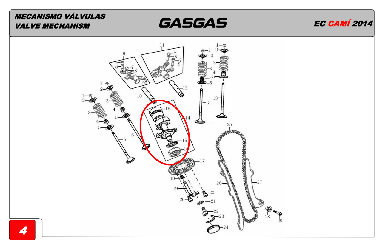 Gas Gas Cami 250 AJP PR5 250 ,Camshaft, Genuine 15100ME300000