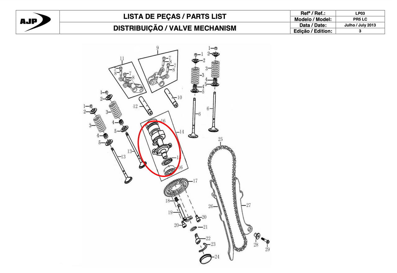 Gas Gas Cami 250 AJP PR5 250 ,Camshaft, Genuine 15100ME300000