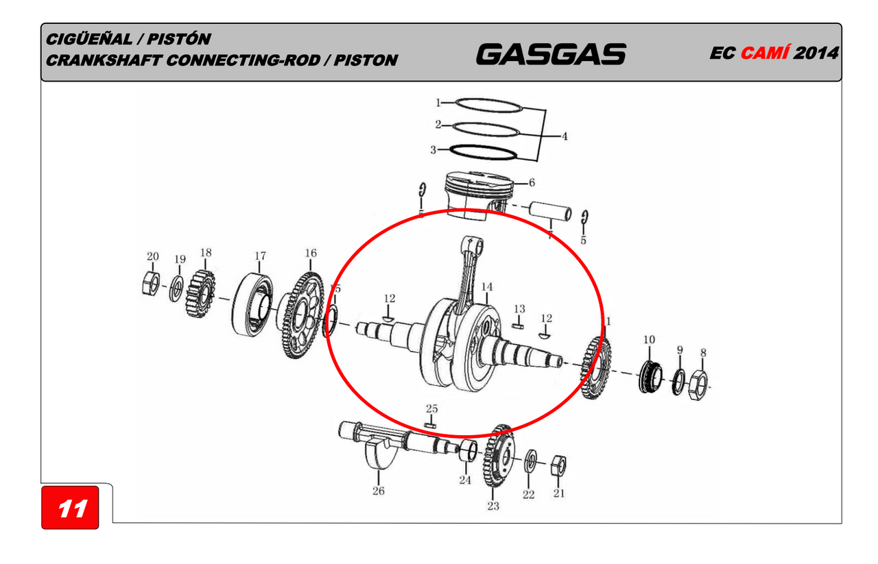 Gas Gas Cami AJP PR5 ,Crankshaft, Genuine NOS 1320BME300000