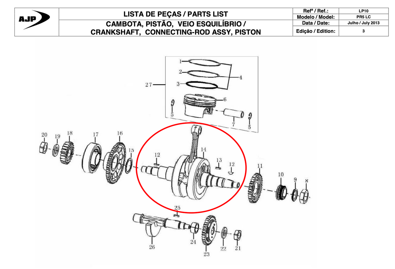 Gas Gas Cami AJP PR5 ,Crankshaft, Genuine NOS 1320BME300000