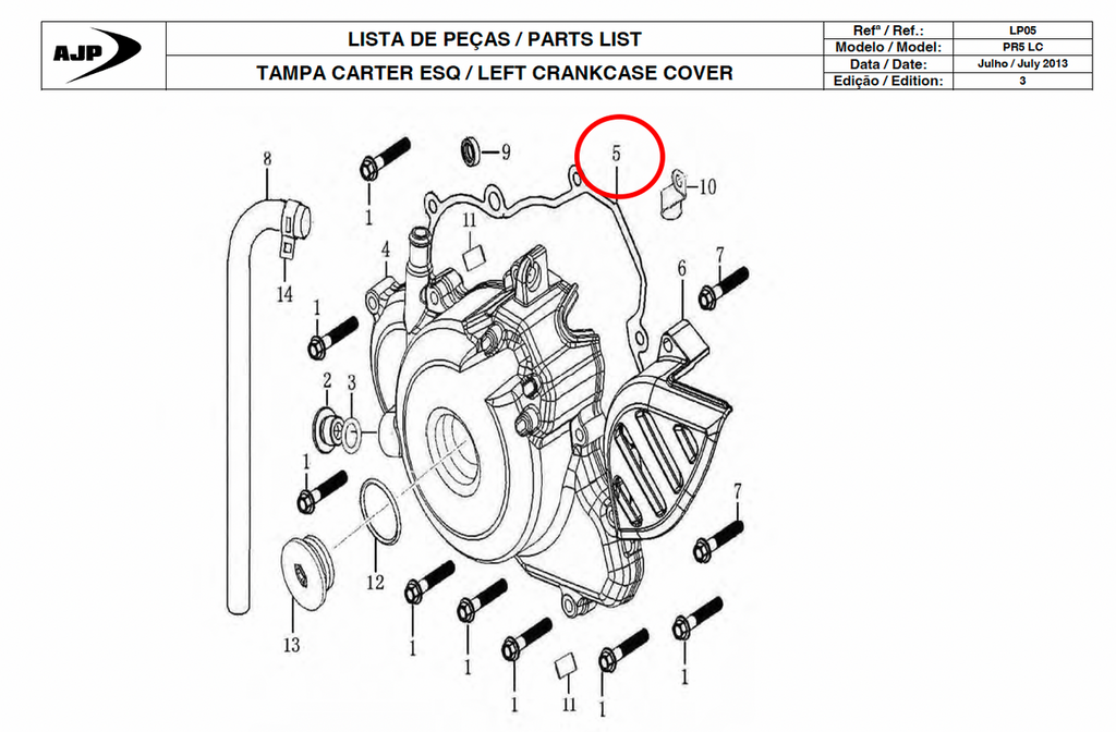 Gas Gas Cami, AJP PR5, Left Crankcase Gasket, 90207ME300000