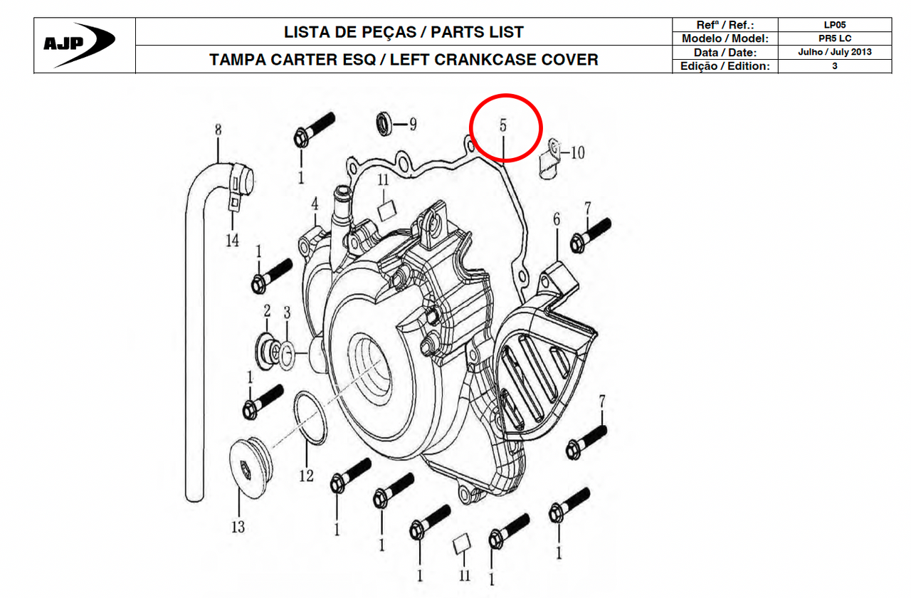Gas Gas Cami, AJP PR5, Left Crankcase Gasket, 90207ME300000