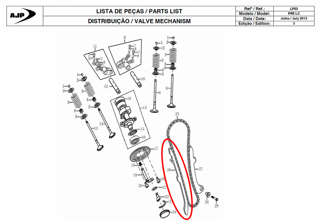 Gas Gas Cami AJP PR5, Cam Chain Guide, 1553AME300000