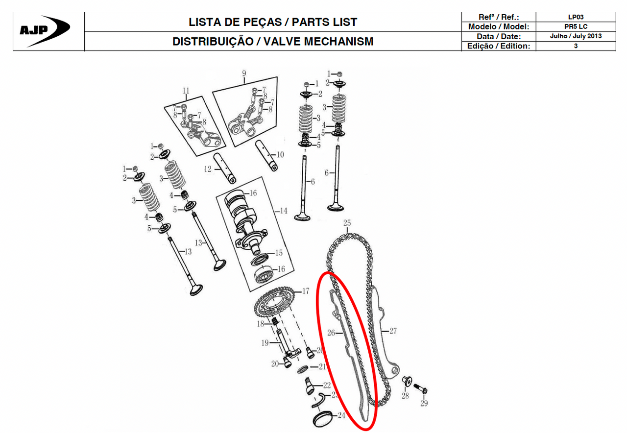 Gas Gas Cami AJP PR5, Cam Chain Guide, 1553AME300000