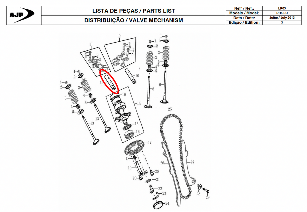 Gas Gas Cami AJP PR5 ,Rocker Shaft Exhaust, 15402ME300100