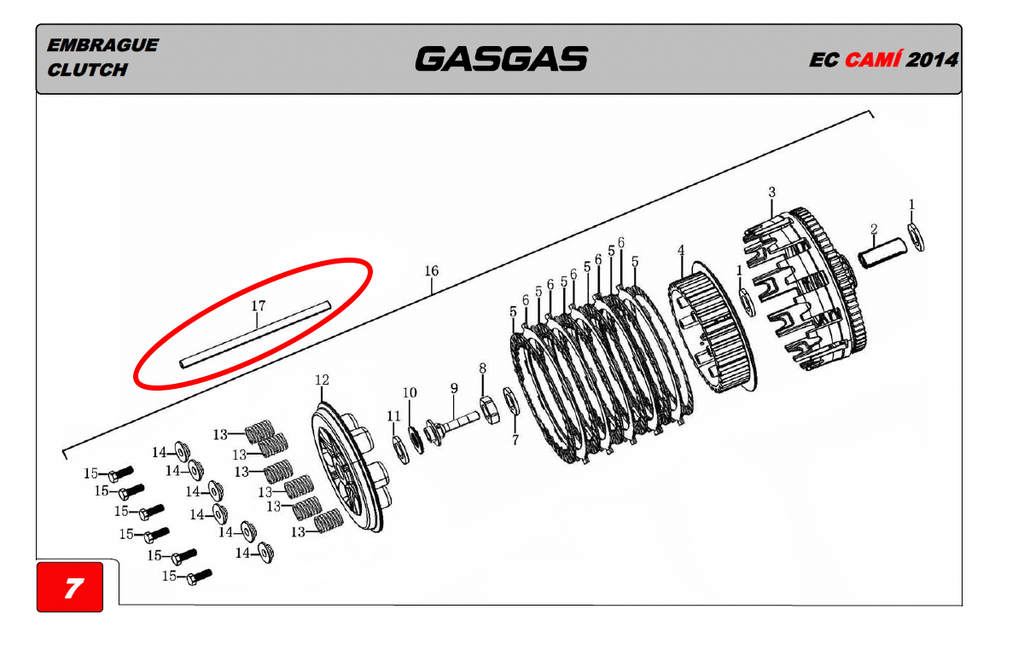 Gas Gas Cami AJP PR5 ,Clutch Push Rod, 22403ME300000