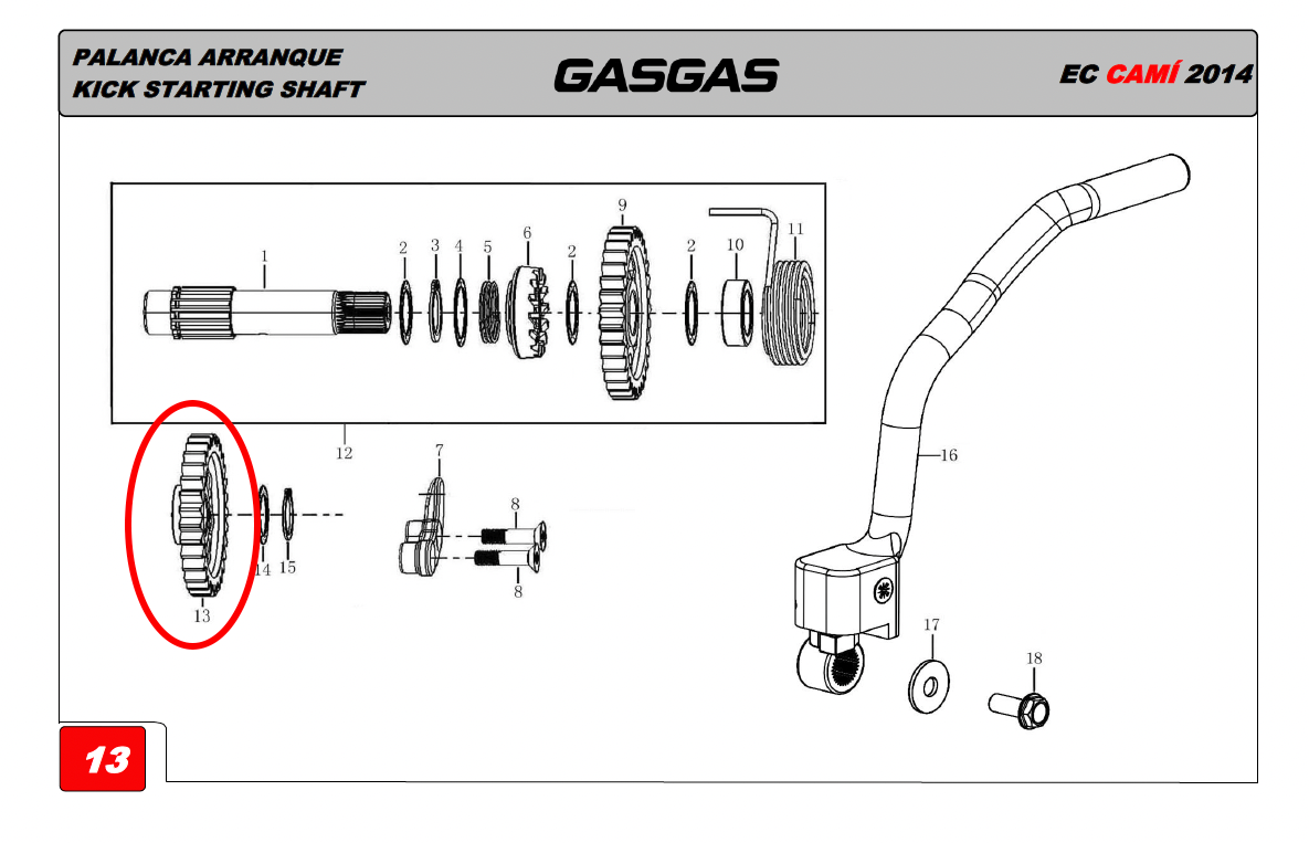 Gas Gas Cami AJP PR5 Outer ,Kickstart Gear, 23248ME300000