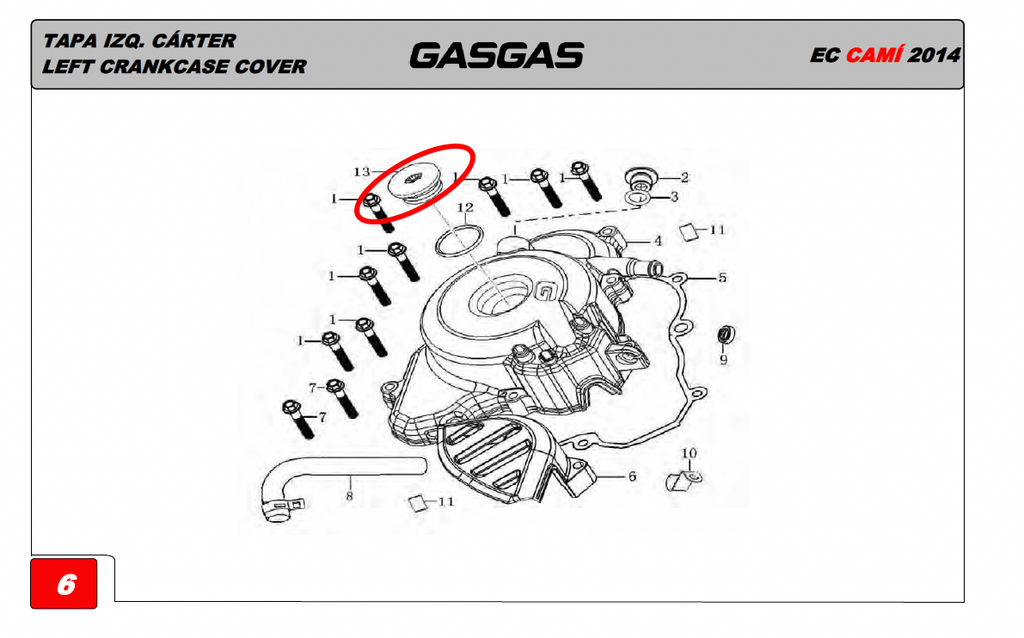 Gas Gas Cami AJP PR5 ,Crankcase View Plug, 12304I03800000W