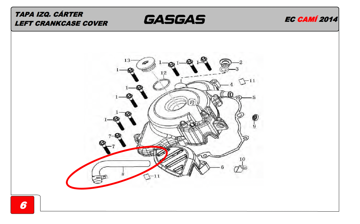 Gas Gas Cami AJP PR5 ,Crankcase Breather Pipe, 12130I0080001