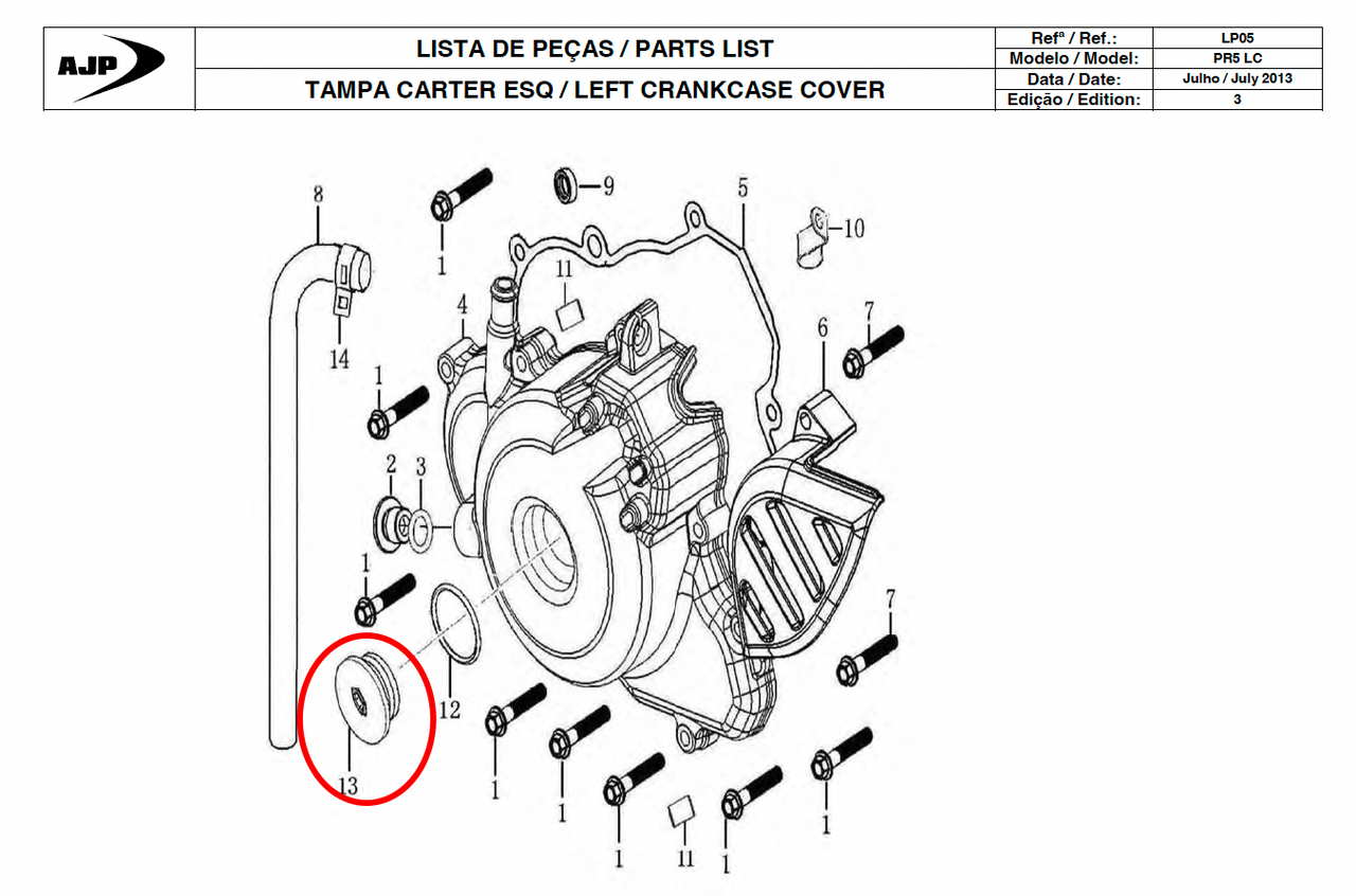 Gas Gas Cami AJP PR5 ,Crankcase View Plug, 12304I03800000W