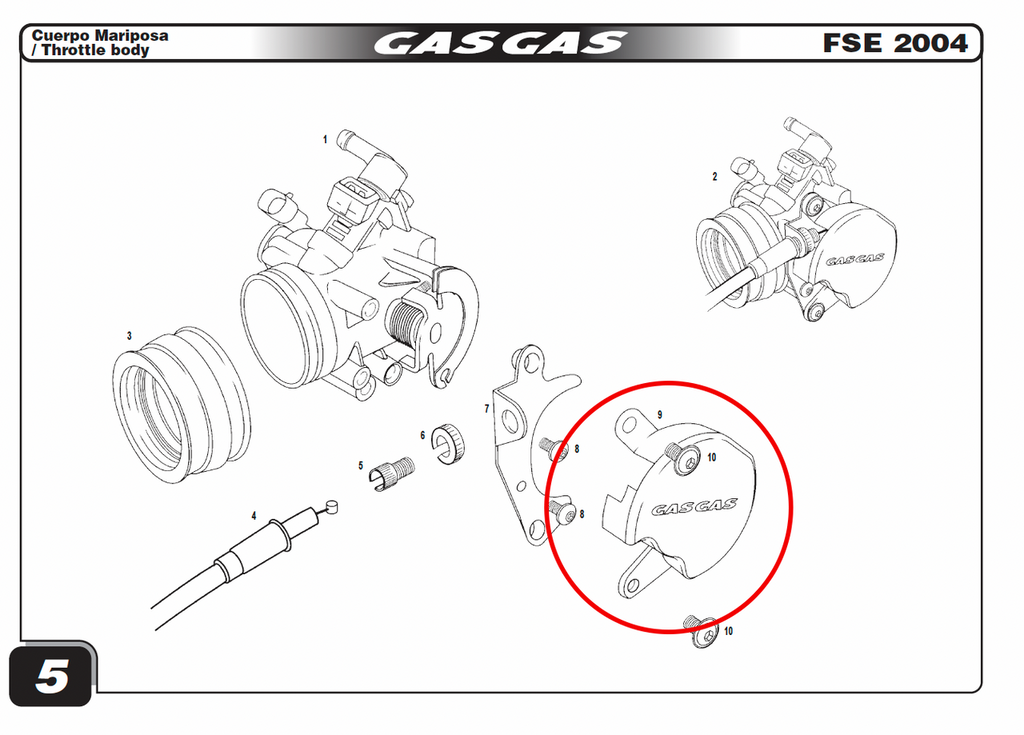 Gas Gas FSE 400-450 ,Throttle Cable Cover, Genuine NOS MFS400180007