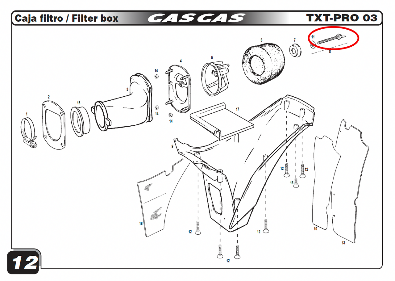 Gas Gas TXT ,Air Filter Cage Screw, Genuine NOS BT28022803