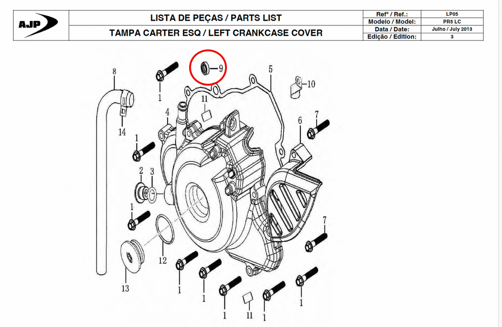Gas Gas AJP Zongshen NC250 ,Left Crankcase Seal, 90302-H092-0000