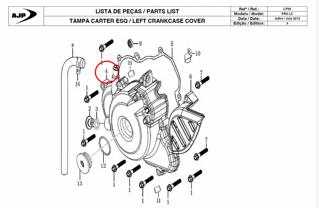 Gas Gas, AJP, Zongshen NC250, Left Crankcase Cover, 12301ME3000210W