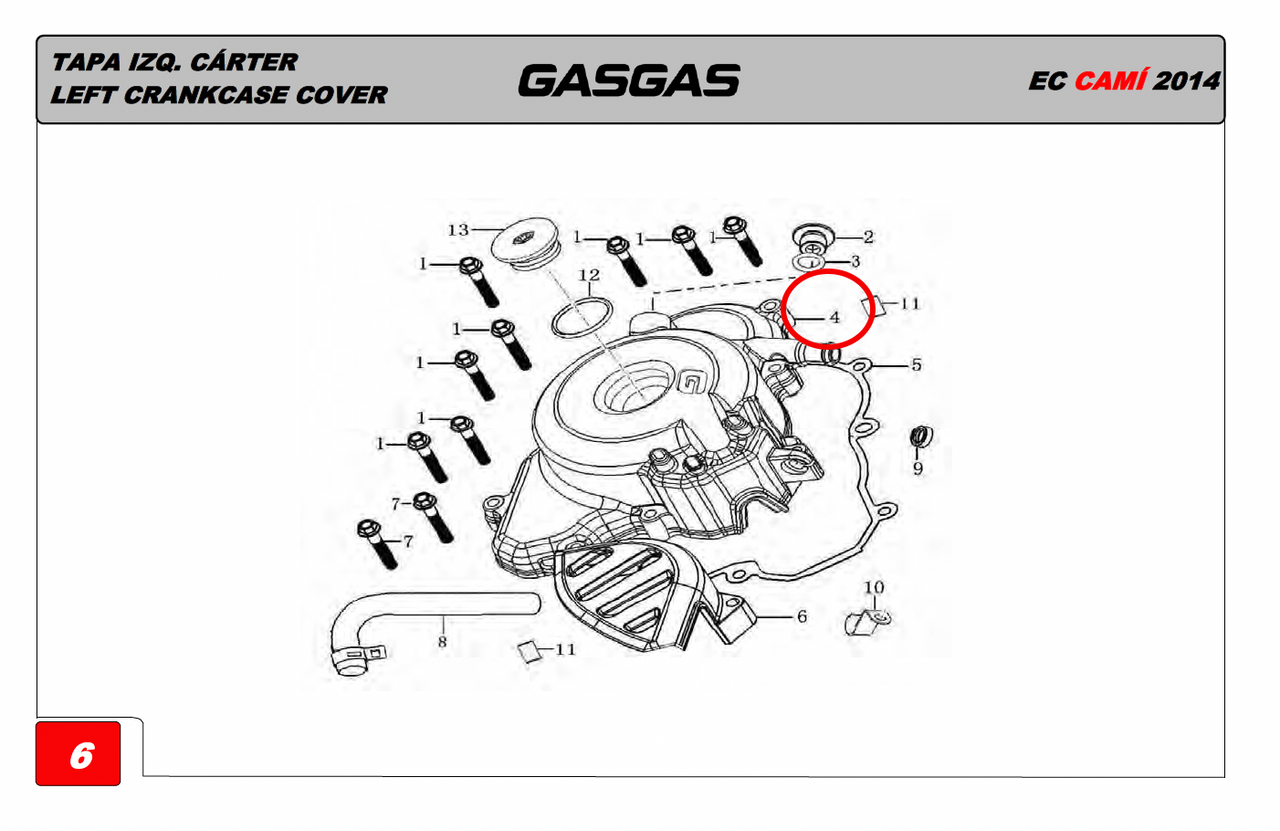 Gas Gas, AJP, Zongshen NC250, Left Crankcase Cover, 12301ME3000210W