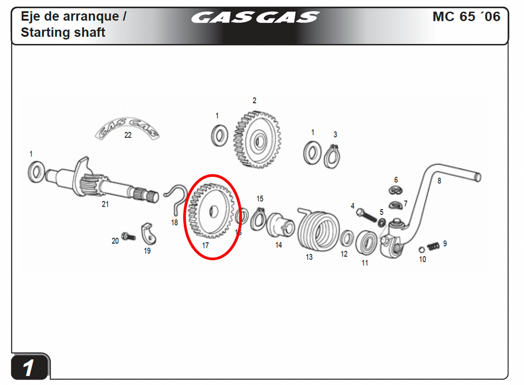 Gas Gas MC65 ,Kickstart Gear, Also Fits Derbi 00H02900091