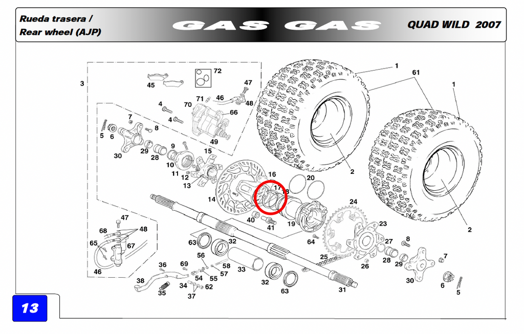Gas Gas HP Wild Quad 450 Axle ,Brake Hub Circlip, BQ450718041