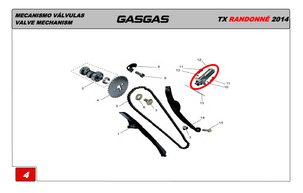 Gas Gas Randonne ,Cam Chain Tensioner, NOS ZA1-120000-0