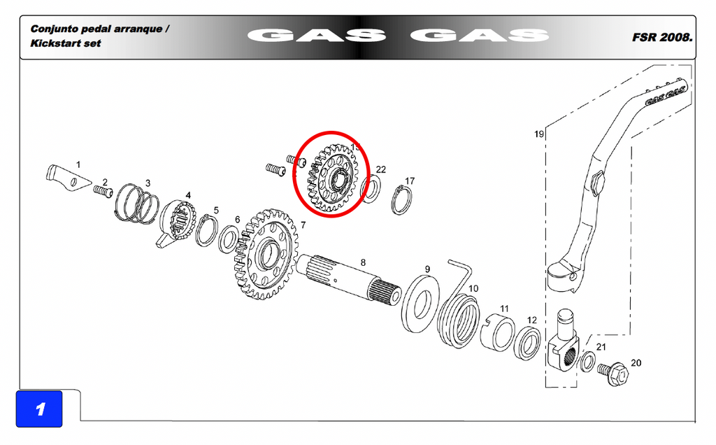Gas Gas EC FSE HP Wild ,Kickstart Gear, Genuine NOS ME250126001