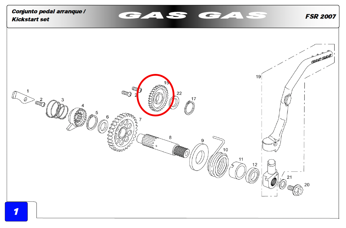 Gas Gas EC FSE HP Wild ,Kickstart Gear, Genuine NOS ME250126001