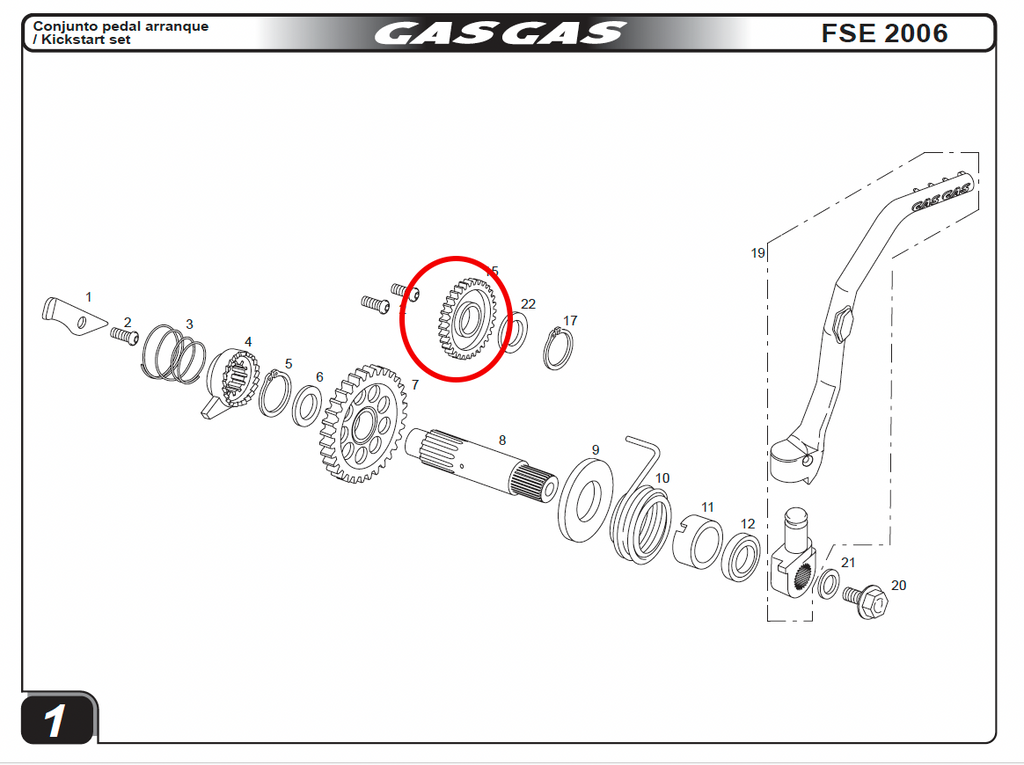 Gas Gas EC FSE HP Wild ,Kickstart Gear, Genuine NOS ME250126001