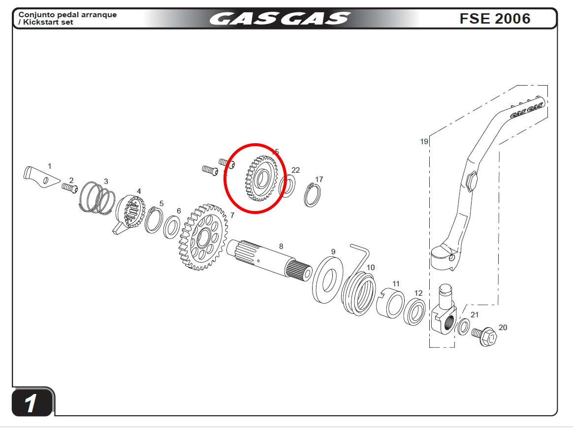 Gas Gas EC FSE HP Wild ,Kickstart Gear, Genuine NOS ME250126001
