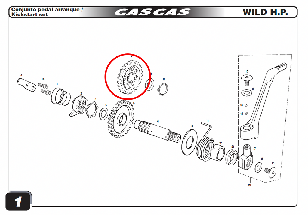 Gas Gas EC FSE HP Wild ,Kickstart Gear, Genuine NOS ME250126001