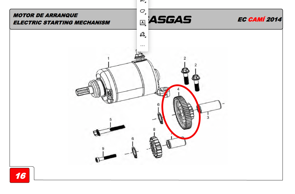 Gas Gas Cami AJP PR5 ,Starter Motor Gear, NOS 2140AME300100