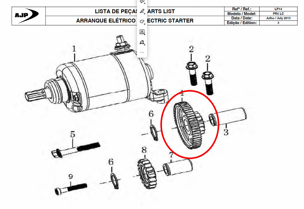 Gas Gas Cami AJP PR5 ,Starter Motor Gear, NOS 2140AME300100
