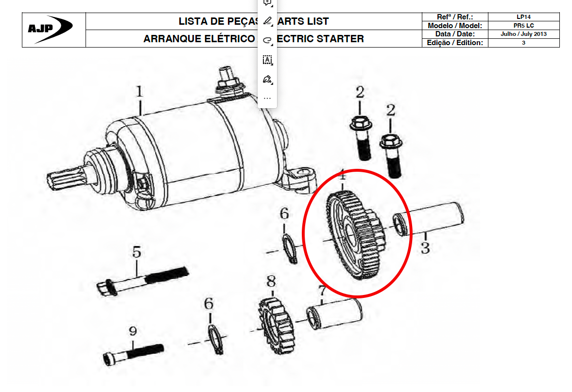 Gas Gas Cami AJP PR5 ,Starter Motor Gear, NOS 2140AME300100
