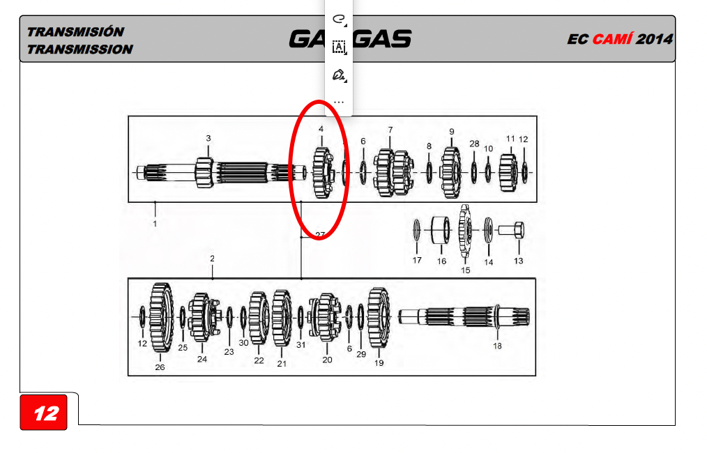 Gas Gas Cami AJP PR5 Zongshen NC250 ,Gear M-5, 23222ME300005
