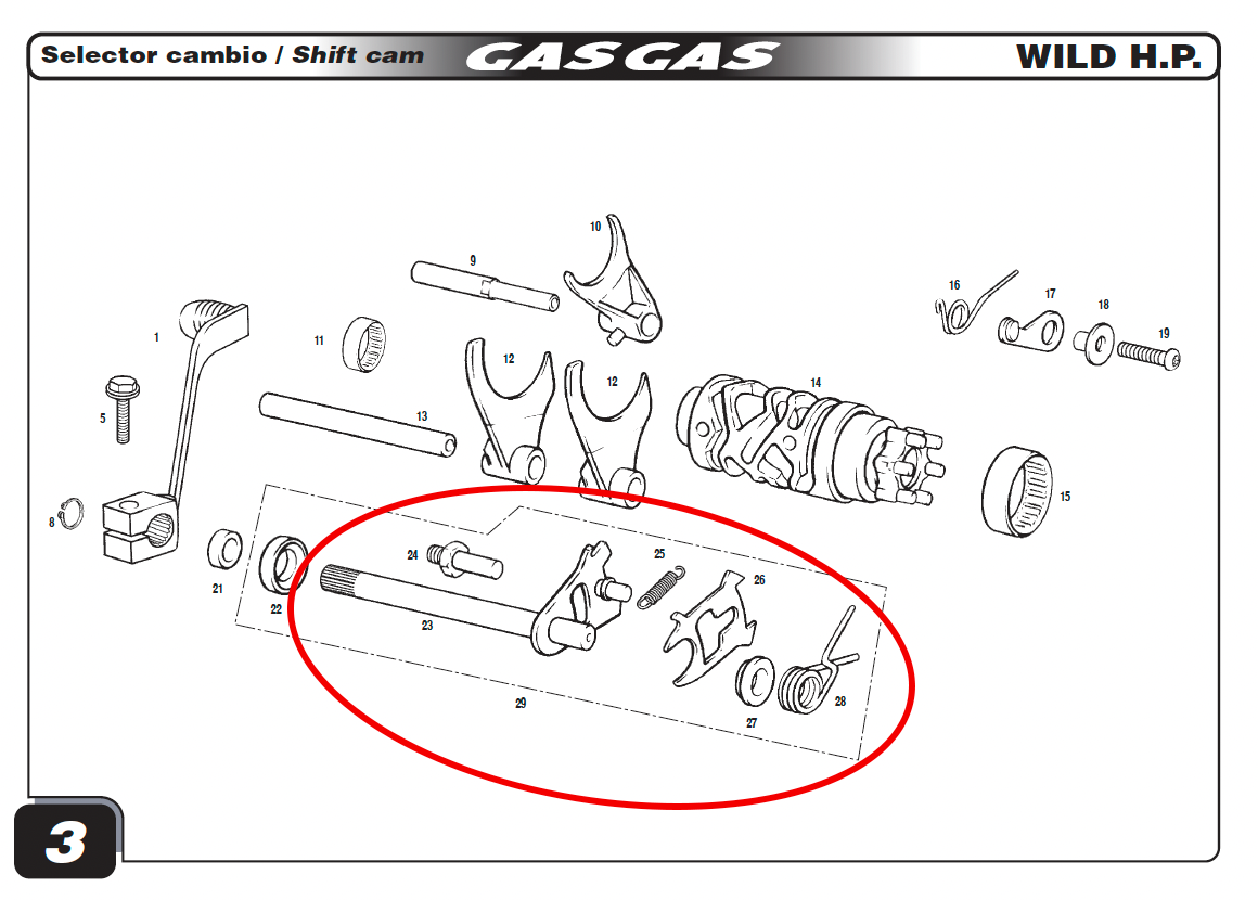 Gas Gas EC 2001-2020 ,Gear Selector Shaft, ME250236038CT