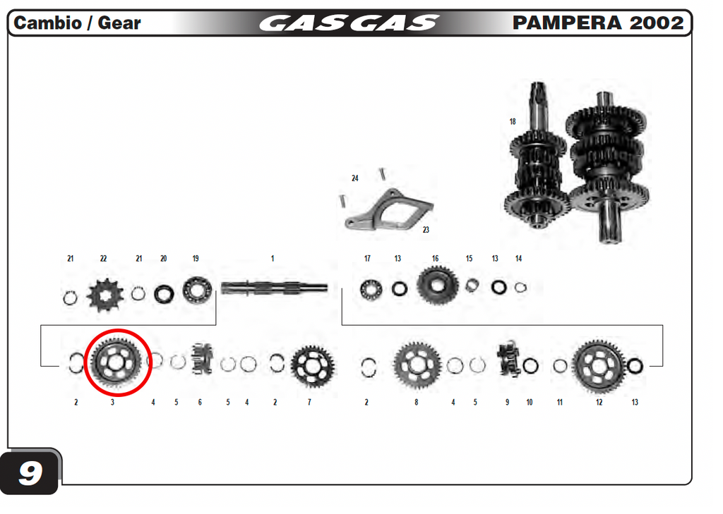 Gas Gas Pampera-TX-TXT ,Second Gear, Genuine NOS MT27836077
