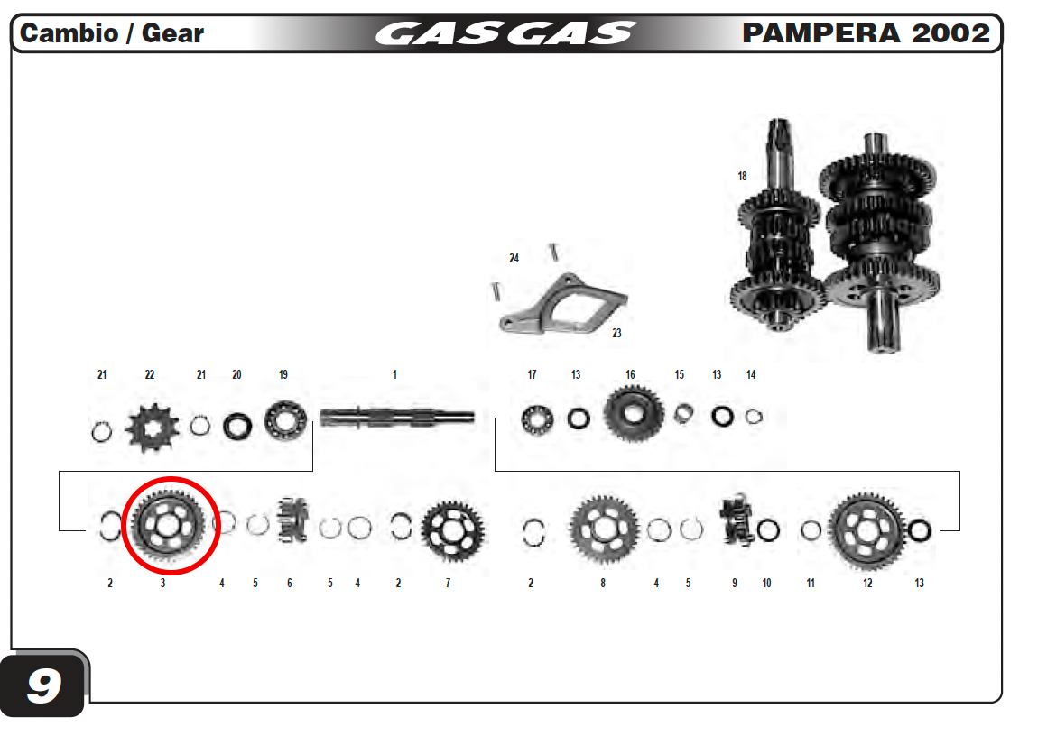 Gas Gas Pampera-TX-TXT ,Second Gear, Genuine NOS MT27836077