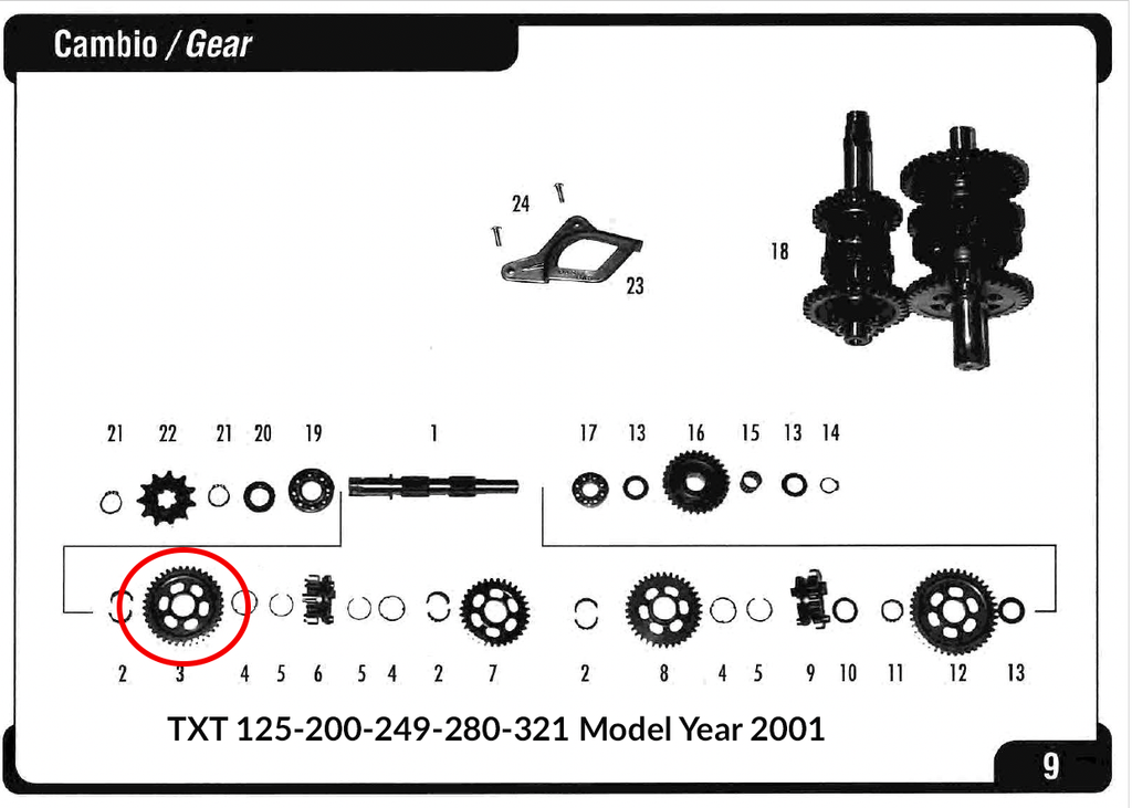 Gas Gas Pampera-TX-TXT ,Second Gear, Genuine NOS MT27836077
