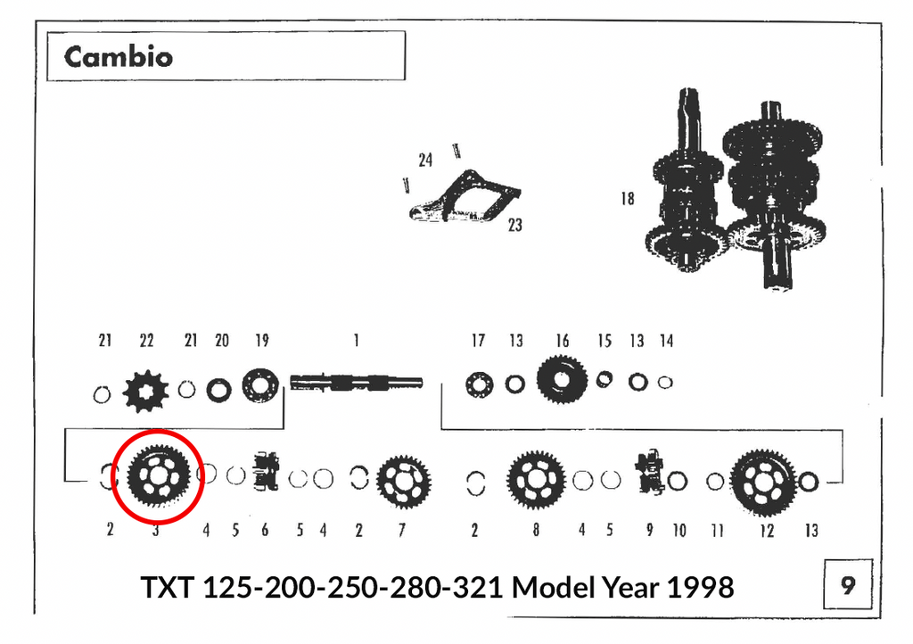 Gas Gas Pampera-TX-TXT ,Second Gear, Genuine NOS MT27836077