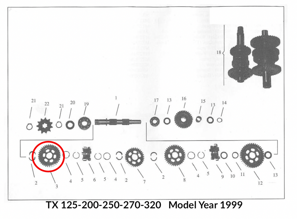 Gas Gas Pampera-TX-TXT ,Second Gear, Genuine NOS MT27836077