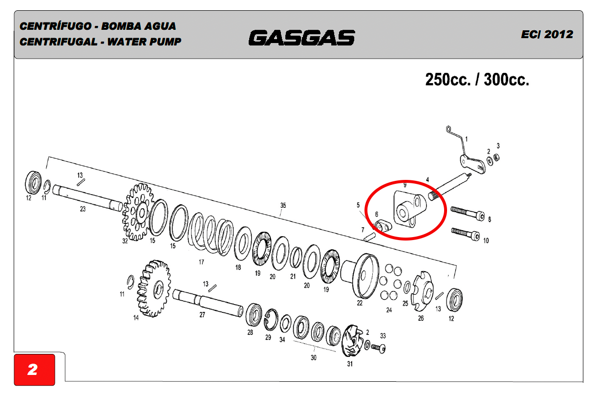 Gas Gas EC HP Wild  Water ,Pump Valve Axis Support, ME25616025