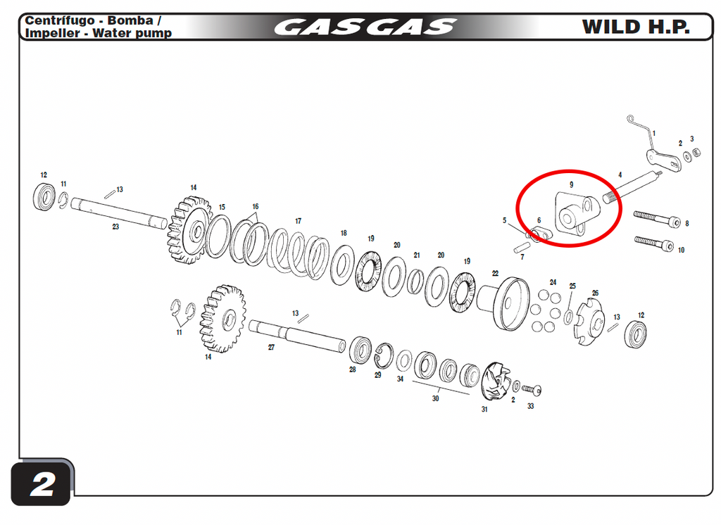 Gas Gas EC HP Wild  Water ,Pump Valve Axis Support, ME25616025