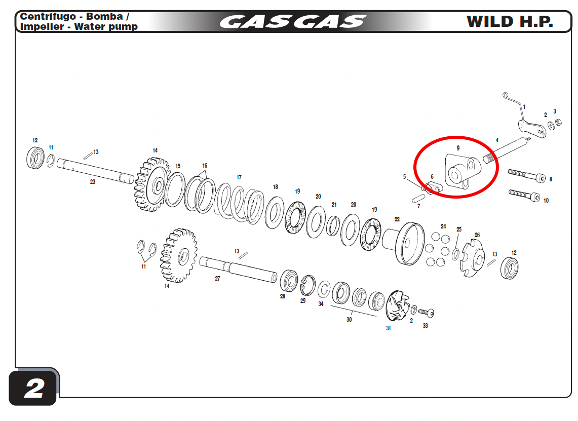 Gas Gas EC HP Wild  Water ,Pump Valve Axis Support, ME25616025