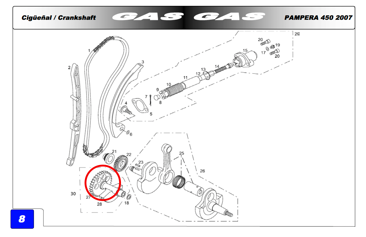 Gas Gas 450 Models,  Crank Weight Drive Gear, MFS450512001