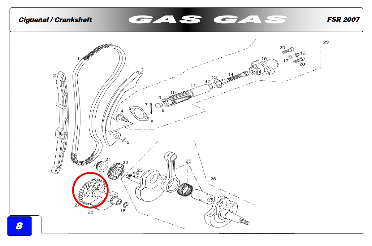 Gas Gas 450 Models,  Crank Weight Drive Gear, MFS450512001