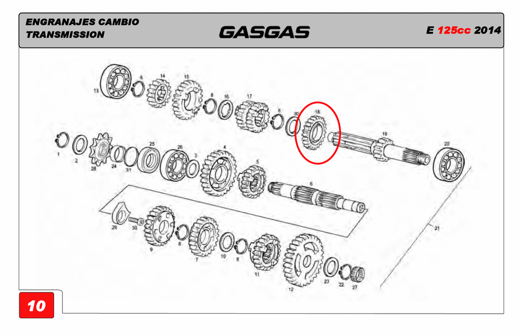 Gas Gas EC125 ,Primary Gear 23T, 2013-2015 ME425201212