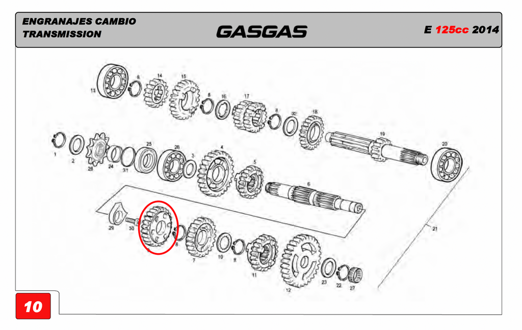 Gas Gas EC125 2013-2015 ,Second Gear 30T, ME425511212