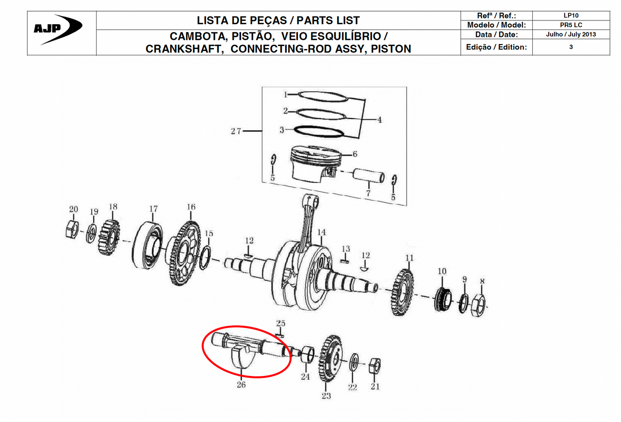 Gas Gas Cami AJP PR5 Zongshen NC250 ,Balance Shaft, 13301ME300000