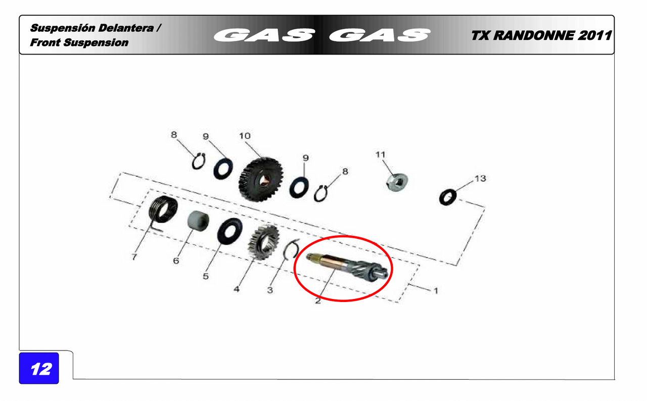 Gas Gas Randonne ,Kickstart Shaft, F28-811000-0