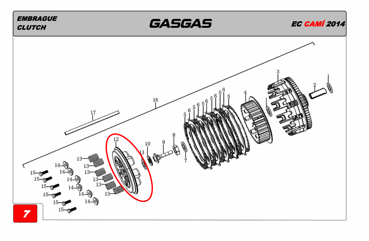 Gas Gas Cami AJP PR5 Zongshen NC250 ,Clutch Cover Plate, 22122ME300000