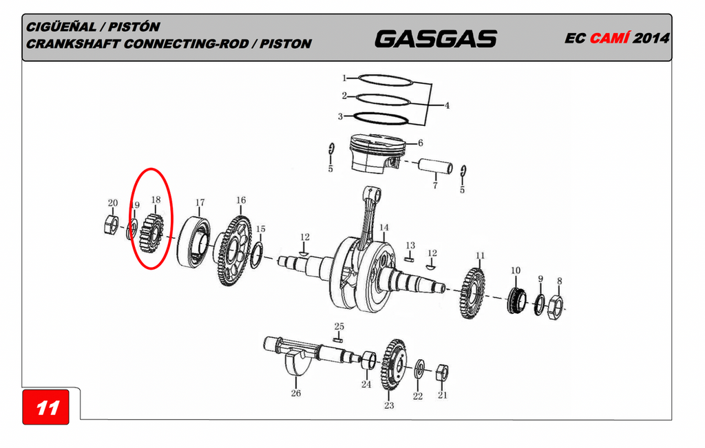 Gas Gas Cami AJP PR5 Zongshen NC250 ,Primary Gear, 23101ME300000